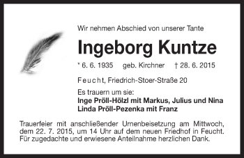 Traueranzeige von Ingeborg Kuntze von Der Bote