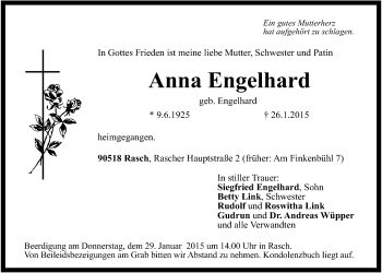 Traueranzeige von Anna Engelhard von Der Bote