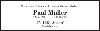 Traueranzeige von Paul Müller von Der Bote