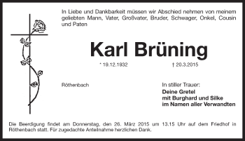 Traueranzeige von Karl Brüning von Pegnitz-Zeitung