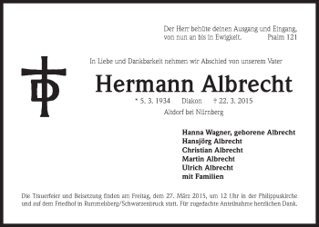 Traueranzeige von Hermann Albrecht von Der Bote