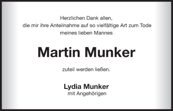 Traueranzeige von Martin Munker von Pegnitz-Zeitung