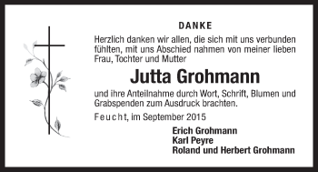 Traueranzeige von Jutta Grohmann von Der Bote