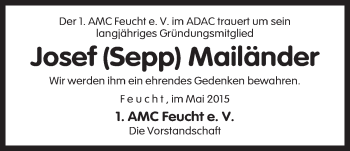 Traueranzeige von Josef Mailänder von Der Bote