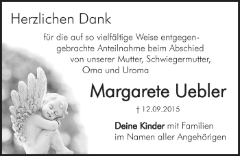 Traueranzeige von Margarete Uebler von Hersbrucker Zeitung