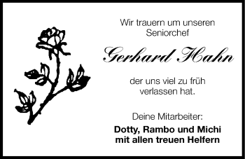 Traueranzeige von Gerhard Hahn von Hersbrucker Zeitung