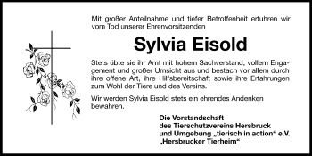 Traueranzeige von Sylvia Eisold von Hersbrucker Zeitung