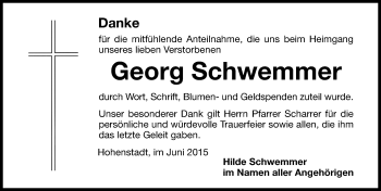 Traueranzeige von Georg Schwemmer von Hersbrucker Zeitung
