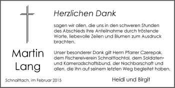 Traueranzeige von Martin Lang von Pegnitz-Zeitung