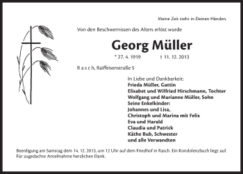 Traueranzeige von Georg Müller von Der Bote