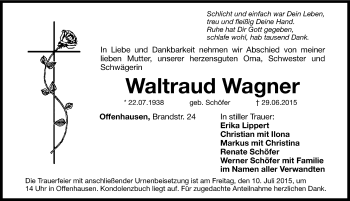 Traueranzeige von Waltraud Wagner von Hersbrucker Zeitung