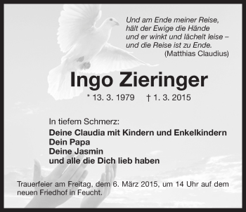 Traueranzeige von Ingo Zieringer von Der Bote
