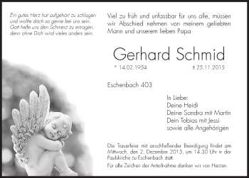 Traueranzeige von Gerhard Schmid von Hersbrucker Zeitung