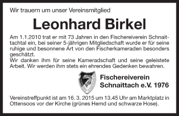 Traueranzeige von Leonhard Birkel von Pegnitz-Zeitung