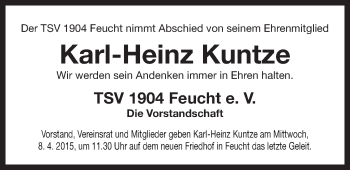 Traueranzeige von Karl-Heinz Kuntze von Der Bote
