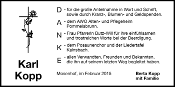Traueranzeige von Karl Kopp von Hersbrucker Zeitung