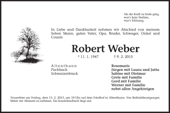 Traueranzeige von Robert Weber von Der Bote