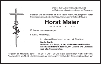 Traueranzeige von Horst Maier von Der Bote