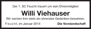 Traueranzeige von Willi Viehauser von Der Bote
