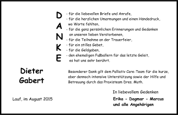 Traueranzeige von Dieter Gabert von Pegnitz-Zeitung