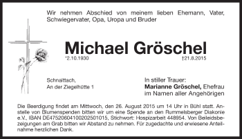 Traueranzeige von Michael Gröschel von Pegnitz-Zeitung