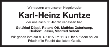 Traueranzeige von Karl-Heinz Kuntze von Der Bote