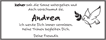 Traueranzeige von Andrea  von Pegnitz-Zeitung