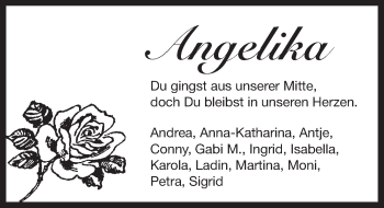 Traueranzeige von Angelika  von Pegnitz-Zeitung