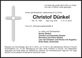 Traueranzeige von Christof Dünkel von Der Bote