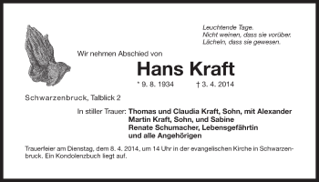 Traueranzeige von Hans Kraft von Der Bote