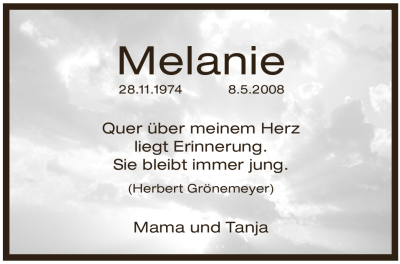  Traueranzeige für Melanie  vom 28.11.2011 aus Pegnitz-Zeitung