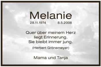 Traueranzeige von Melanie  von Pegnitz-Zeitung