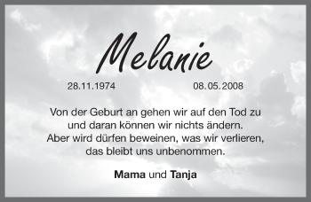 Traueranzeige von Melanie  von Pegnitz-Zeitung