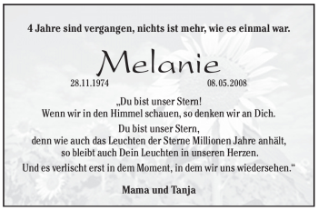 Traueranzeige von Melanie  von Pegnitz-Zeitung