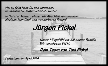 Traueranzeige von Jürgen Pickel von Der Bote