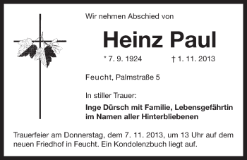 Traueranzeige von Heinz Paul von Der Bote