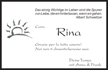 Traueranzeige von Rina  von Pegnitz-Zeitung