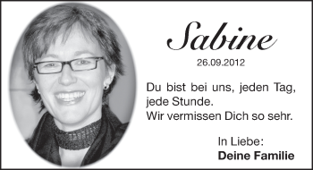 Traueranzeige von Sabine Gößwein von Pegnitz-Zeitung