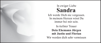 Traueranzeige von Sandra Ermer von Pegnitz-Zeitung