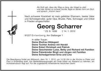 Traueranzeige von Georg Scharrer von Der Bote