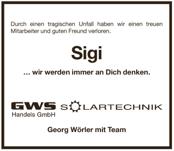 Traueranzeige von Sigi Pflaum von Pegnitz-Zeitung