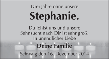 Traueranzeige von Stephanie  von Pegnitz-Zeitung