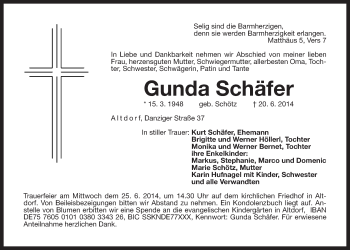 Traueranzeige von Gunda Schaefer von Der Bote