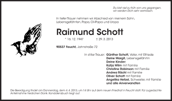 Traueranzeige von Raimund Schott von Der Bote
