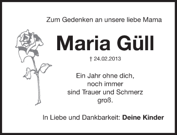 Traueranzeige von Maria Güll von Pegnitz-Zeitung