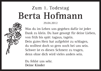 Traueranzeige von Berta Hofmann von Pegnitz-Zeitung