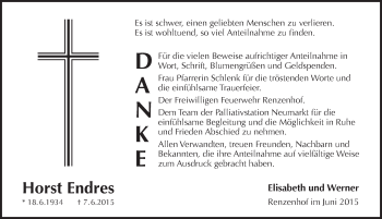 Traueranzeige von Horst Endres von Pegnitz-Zeitung