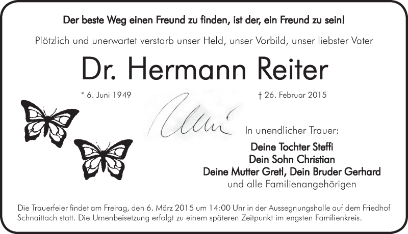  Traueranzeige für Hermann Reiter vom 04.03.2015 aus Pegnitz-Zeitung