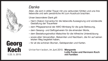 Traueranzeige von Georg Koch von Der Bote