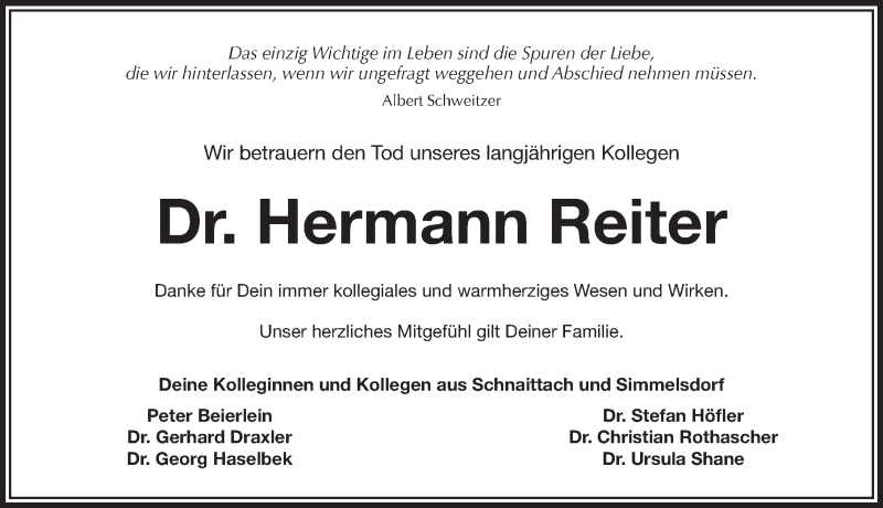  Traueranzeige für Hermann Reiter vom 06.03.2015 aus Pegnitz-Zeitung